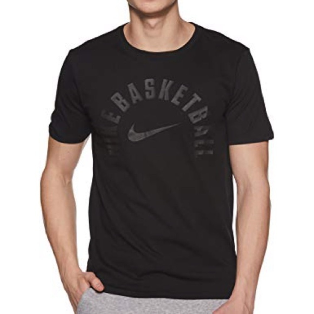 NWT The Nike Tee Athletic Cut Black on Black Dri-Fit Basketball Shirt XXL